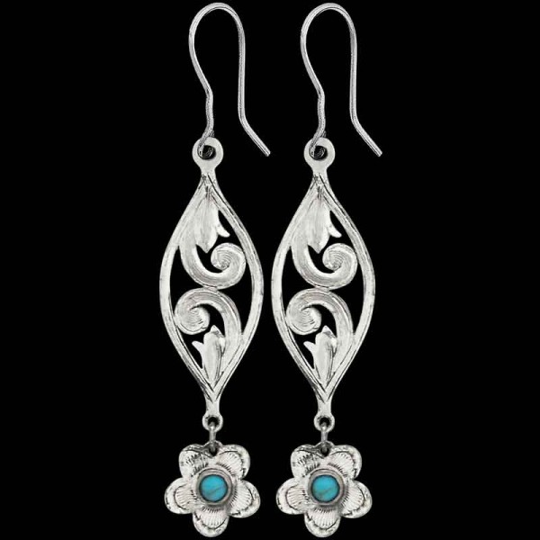 In honor of the State Flower of Texas, the Blubonnet Western Earring feature filigrane scrollwork with customizable stones in beautiful German Silver Flowers. Order now!